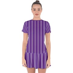 Nice Stripes - Imperial Purple Drop Hem Mini Chiffon Dress by FashionBoulevard