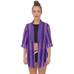 Nice Stripes - Imperial Purple Open Front Chiffon Kimono by FashionBoulevard