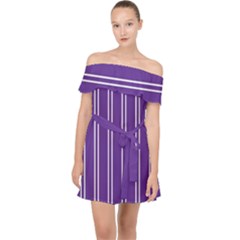 Nice Stripes - Imperial Purple Off Shoulder Chiffon Dress by FashionBoulevard