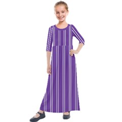 Nice Stripes - Imperial Purple Kids  Quarter Sleeve Maxi Dress by FashionBoulevard