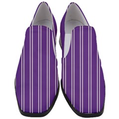 Nice Stripes - Imperial Purple Women Slip On Heel Loafers by FashionBoulevard