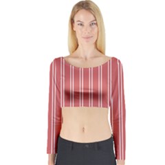 Nice Stripes - Indian Red Long Sleeve Crop Top by FashionBoulevard