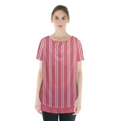 Nice Stripes - Indian Red Skirt Hem Sports Top by FashionBoulevard