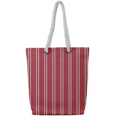 Nice Stripes - Indian Red Full Print Rope Handle Tote (small) by FashionBoulevard