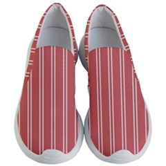 Nice Stripes - Indian Red Women s Lightweight Slip Ons