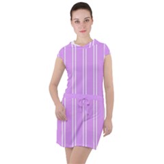 Nice Stripes - Lavender Purple Drawstring Hooded Dress