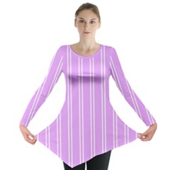 Nice Stripes - Lavender Purple Long Sleeve Tunic  by FashionBoulevard