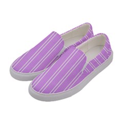 Nice Stripes - Lavender Purple Women s Canvas Slip Ons by FashionBoulevard