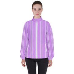 Nice Stripes - Lavender Purple Women s High Neck Windbreaker by FashionBoulevard