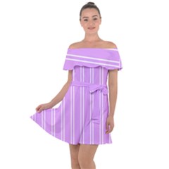 Nice Stripes - Lavender Purple Off Shoulder Velour Dress by FashionBoulevard