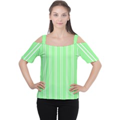 Nice Stripes - Mint Green Cutout Shoulder Tee