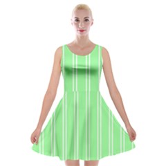 Nice Stripes - Mint Green Velvet Skater Dress