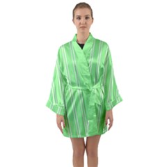 Nice Stripes - Mint Green Long Sleeve Satin Kimono