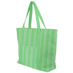 Nice Stripes - Mint Green Zip Up Canvas Bag