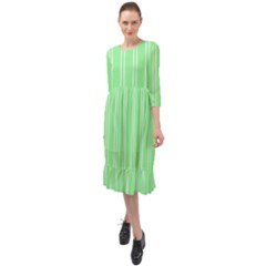 Nice Stripes - Mint Green Ruffle End Midi Chiffon Dress
