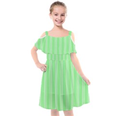 Nice Stripes - Mint Green Kids  Cut Out Shoulders Chiffon Dress