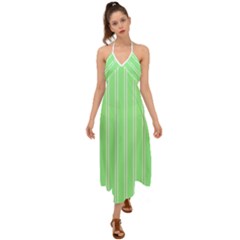 Nice Stripes - Mint Green Halter Tie Back Dress 