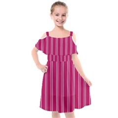 Nice Stripes - Peacock Pink Kids  Cut Out Shoulders Chiffon Dress by FashionBoulevard