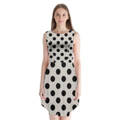 Polka Dots - Black On Abalone Grey Sleeveless Chiffon Dress   by FashionBoulevard