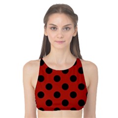 Polka Dots - Black On Apple Red Tank Bikini Top by FashionBoulevard