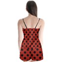 Polka Dots - Black On Apple Red Satin Pajamas Set View2