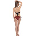 Polka Dots - Black On Apple Red Cross Front Halter Bikini Set View2