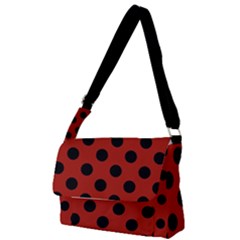 Polka Dots - Black On Apple Red Full Print Messenger Bag (s) by FashionBoulevard
