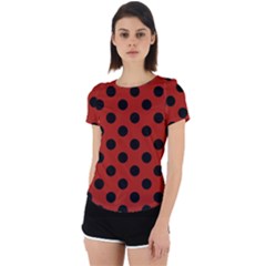 Polka Dots - Black On Apple Red Back Cut Out Sport Tee by FashionBoulevard