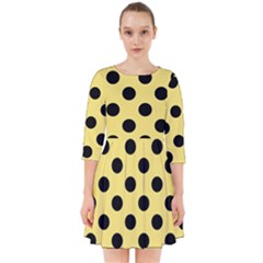 Polka Dots - Black On Blonde Yellow Smock Dress