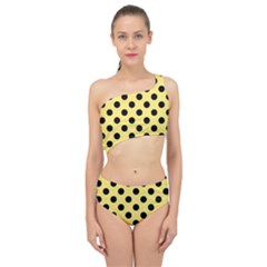 Polka Dots - Black On Blonde Yellow Spliced Up Two Piece Swimsuit by FashionBoulevard