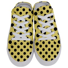 Polka Dots - Black On Blonde Yellow Half Slippers by FashionBoulevard