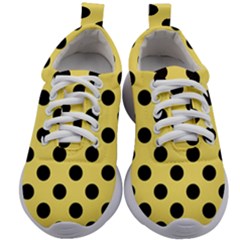 Polka Dots - Black On Blonde Yellow Kids Athletic Shoes by FashionBoulevard