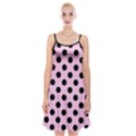 Polka Dots - Black On Blush Pink Spaghetti Strap Velvet Dress View1