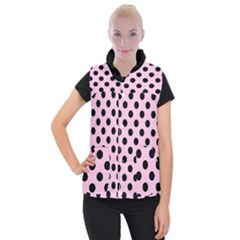 Polka Dots - Black On Blush Pink Women s Button Up Vest by FashionBoulevard