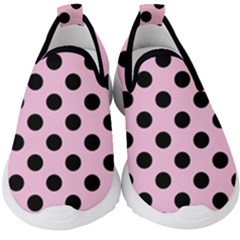 Polka Dots - Black On Blush Pink Kids  Slip On Sneakers by FashionBoulevard