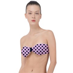 Polka Dots - Black On Blush Pink Classic Bandeau Bikini Top  by FashionBoulevard