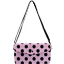 Polka Dots - Black On Blush Pink Removable Strap Clutch Bag View1