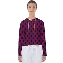 Polka Dots - Black On Boysenberry Purple Women s Slouchy Sweat by FashionBoulevard