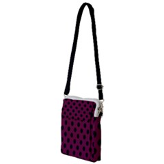 Polka Dots - Black On Boysenberry Purple Multi Function Travel Bag by FashionBoulevard