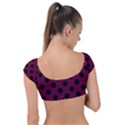 Polka Dots - Black On Boysenberry Purple Cap Sleeve Ring Bikini Top View2