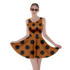 Polka Dots - Black On Burnt Orange Skater Dress by FashionBoulevard