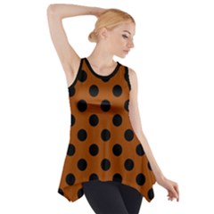 Polka Dots - Black On Burnt Orange Side Drop Tank Tunic by FashionBoulevard