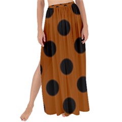 Polka Dots - Black On Burnt Orange Maxi Chiffon Tie-up Sarong by FashionBoulevard