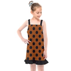 Polka Dots - Black On Burnt Orange Kids  Overall Dress by FashionBoulevard