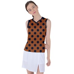 Polka Dots - Black On Burnt Orange Women s Sleeveless Sports Top by FashionBoulevard