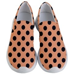 Polka Dots - Black On Cantaloupe Orange Women s Lightweight Slip Ons by FashionBoulevard