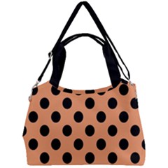 Polka Dots - Black On Cantaloupe Orange Double Compartment Shoulder Bag by FashionBoulevard