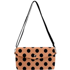 Polka Dots - Black On Cantaloupe Orange Removable Strap Clutch Bag by FashionBoulevard