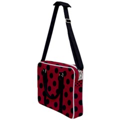 Polka Dots Black On Carmine Red Cross Body Office Bag by FashionBoulevard