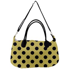 Polka Dots Black On Ceylon Yellow Removal Strap Handbag by FashionBoulevard